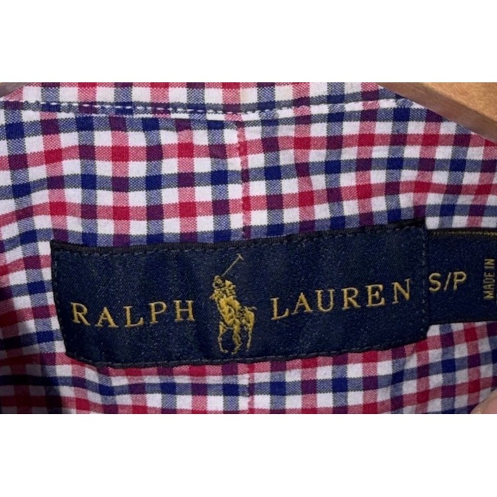 Polo Ralph Lauren Men's Small Red Blue Plaid Check Button Down Lightweight - Picture 5 of 6